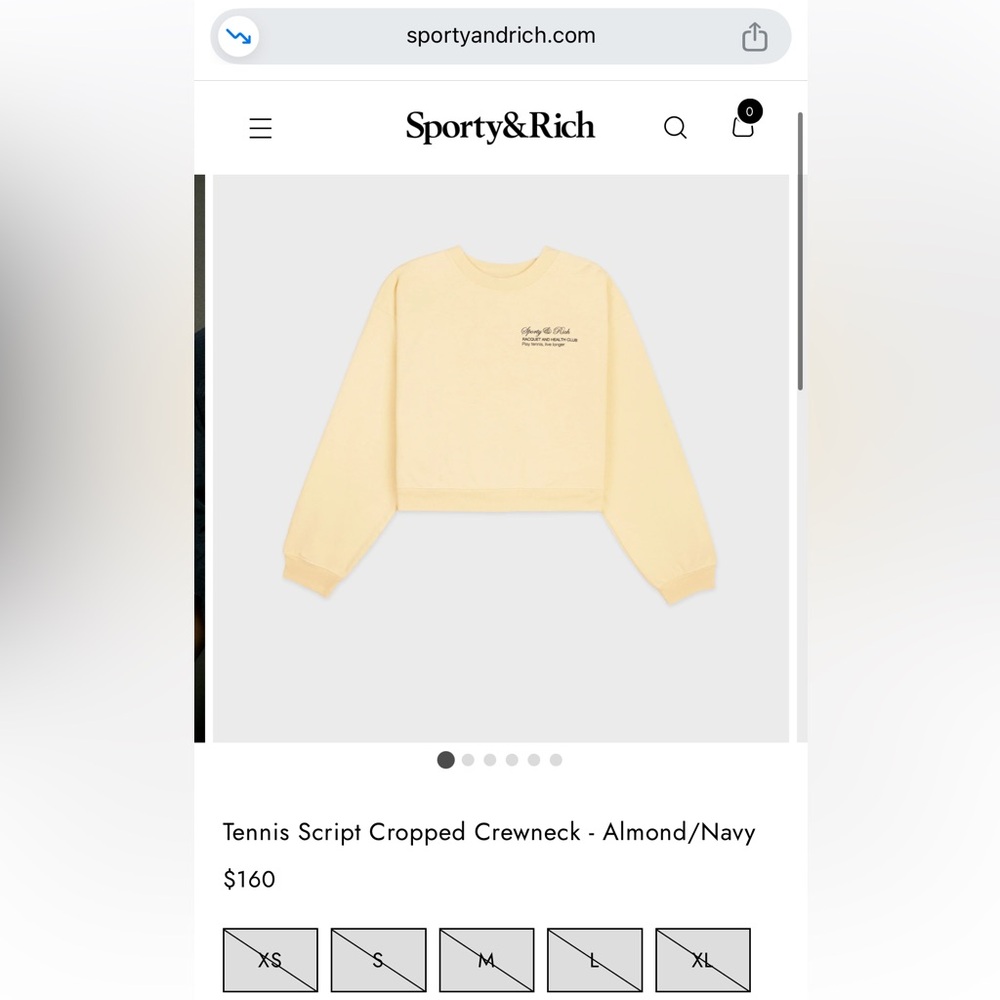 Sporty & Rich Almond Cropped Crewneck Sweater